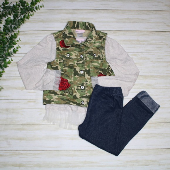 4/$20 - Little Lass Toddler Girls Three Piece Shirt Vest & Legging Set - 4T